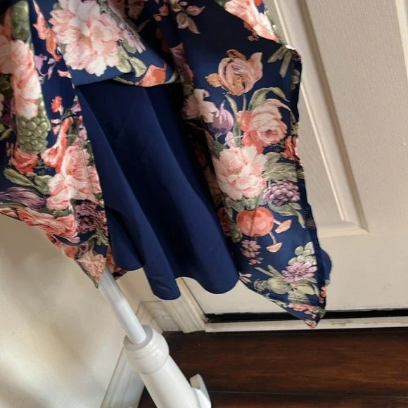 Abercrombie & Fitch Floral Asymmetric Hem Midi Dress Wedding Guest sz XL NWOT - Picture 7 of 13